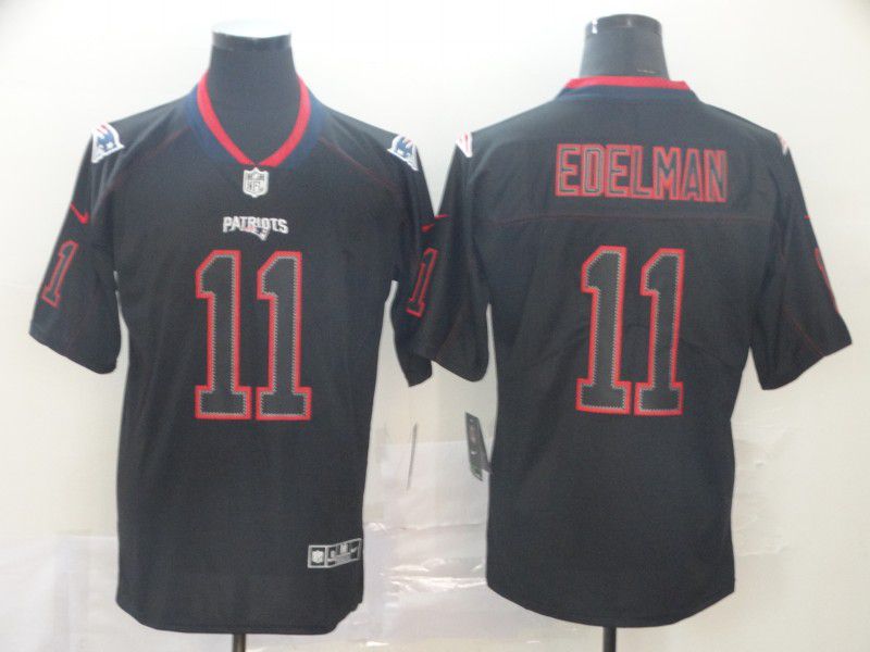 Men New England Patriots #11 Edelman Nike   Lights Out Black Color Rush Limited Jersey->new england patriots->NFL Jersey